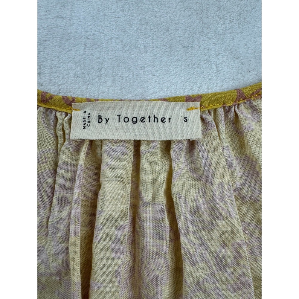 By Together Imogene Paisley Floral Blouse Top Women's Small Yellow Pink Tassels‎ - Picture 5 of 10